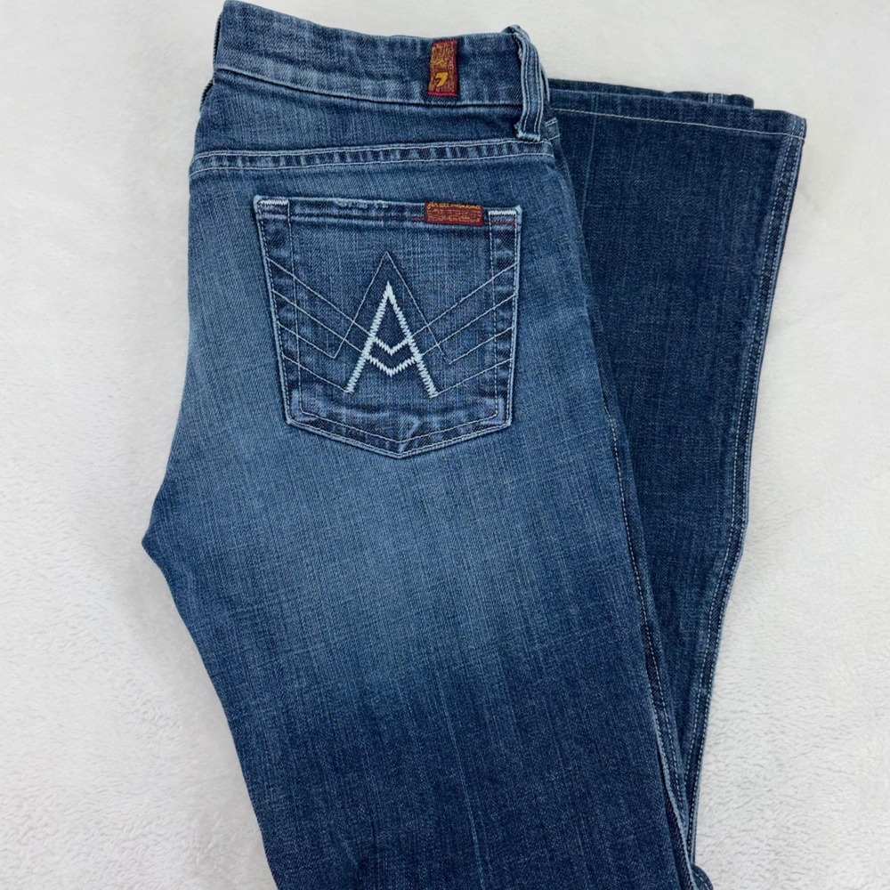 7 For All Mankind A Pocket Flare Jeans Dark Wash Size 29 USA BoHo Y2K
